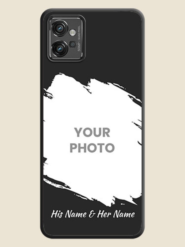 Custom Grunge Brush Strokes on Photo on Space Black Soft Matte Back Cover - Motorola Moto G32 - alternate view