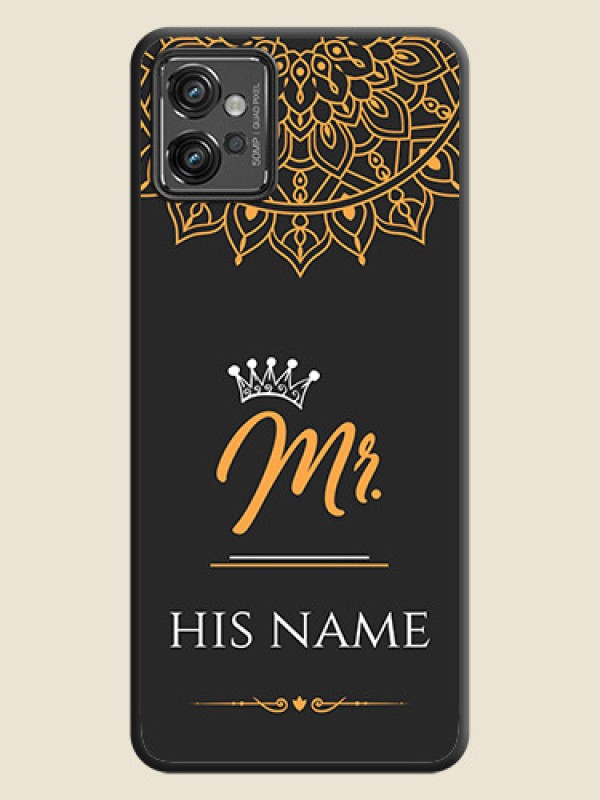 Custom Mr Name with Floral Design  on Personalised Space Black Soft Matte Cases - Motorola Moto G32 - alternate view