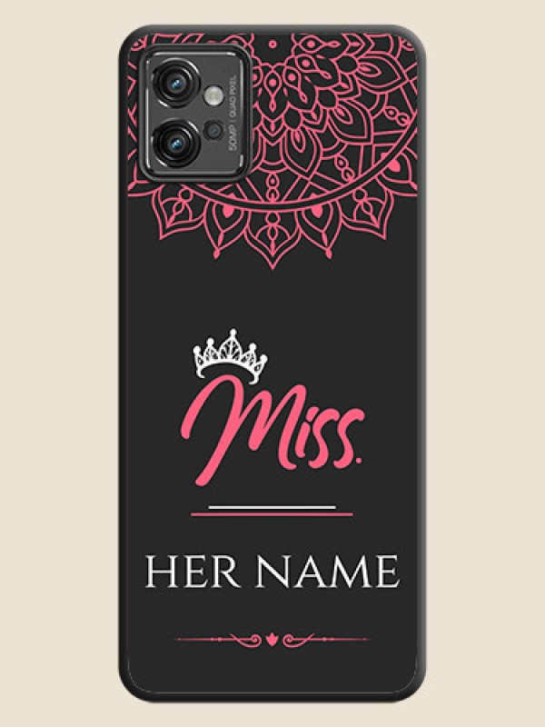 Custom Mrs Name with Floral Design on Space Black Personalized Soft Matte Phone Covers - Motorola Moto G32 - alternate view