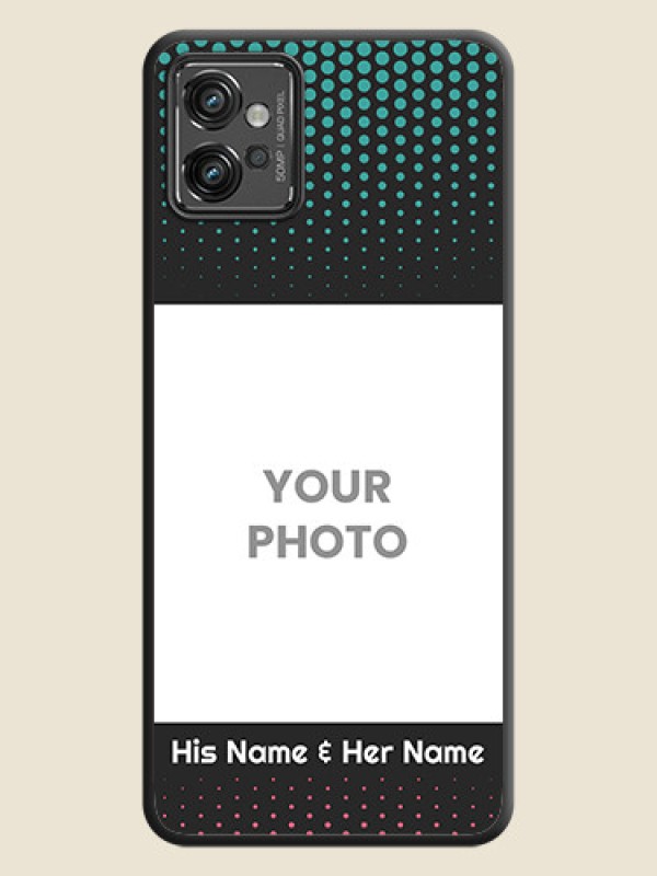 Custom Faded Dots with Grunge Photo Frame and Text on Space Black Custom Soft Matte Phone Cases - Motorola Moto G32 - alternate view