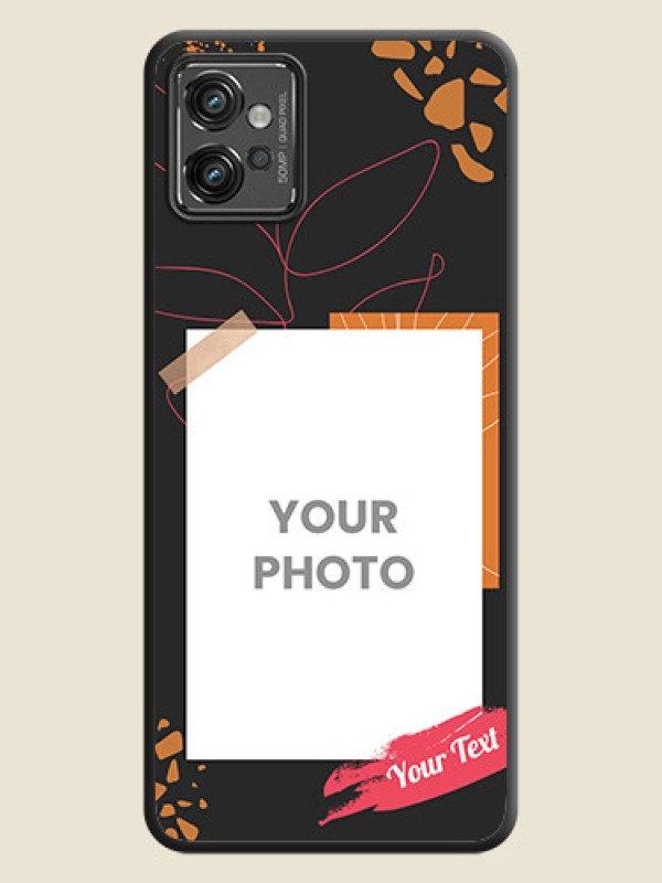 Custom Orange Photo Frame on Space Black Custom Soft Matte Phone Back Cover - Motorola Moto G32 - alternate view