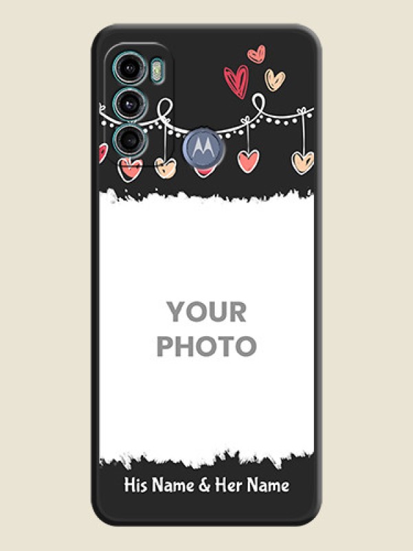 Custom Pink Love Hangings with Name on Space Black Custom Soft Matte Phone Cases - Motorola Moto G40 Fusion - alternate view