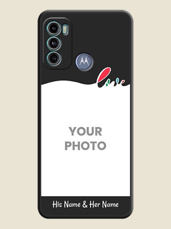 Custom Fall in Love Pattern with Picture on Photo on Space Black Soft Matte Mobile Case - Motorola Moto G40 Fusion - alternate view