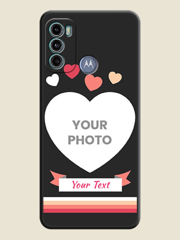 Custom Love Shaped Photo with Colorful Stripes on Personalised Space Black Soft Matte Cases - Motorola Moto G40 Fusion - alternate view