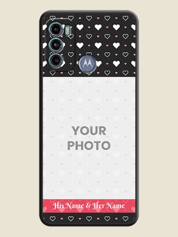 Custom White Color Love Symbols with Text Design on Photo on Space Black Soft Matte Phone Cover - Motorola Moto G40 Fusion - alternate view