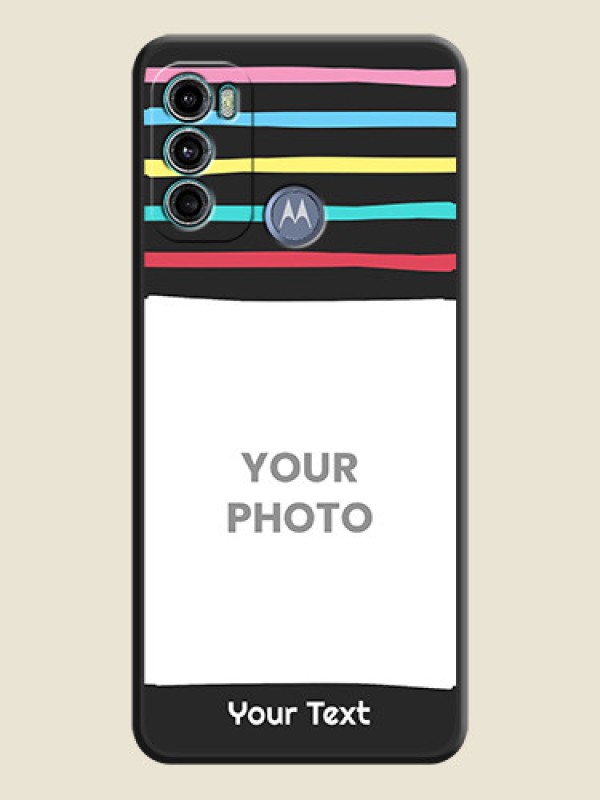 Custom Multicolor Lines with Image on Space Black Personalized Soft Matte Phone Covers - Motorola Moto G40 Fusion - alternate view