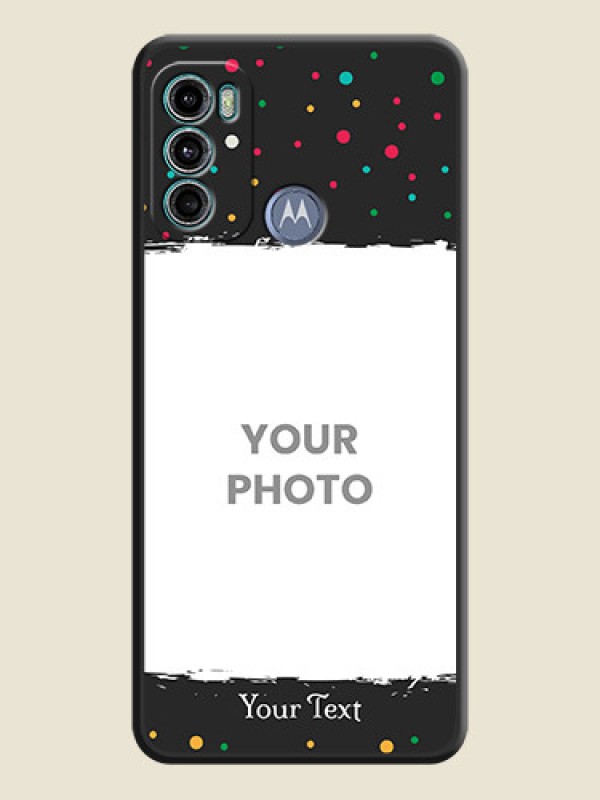 Custom Multicolor Dotted Pattern with Text on Space Black Custom Soft Matte Phone Back Cover - Motorola Moto G40 Fusion - alternate view