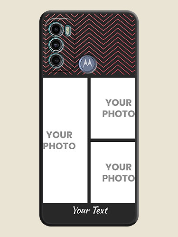 Custom Wave Pattern with 3 Image Holder on Space Black Custom Soft Matte Back Cover - Motorola Moto G40 Fusion - alternate view
