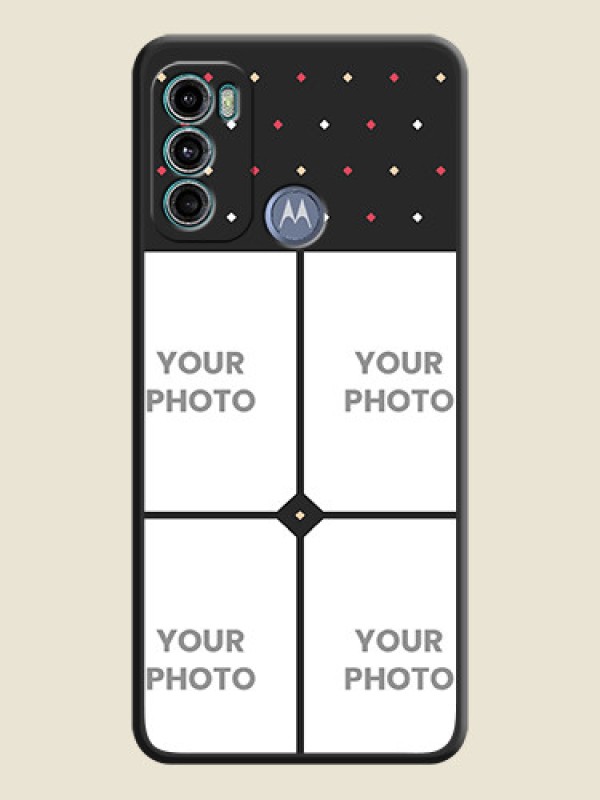 Custom Multicolor Dotted Pattern with 4 Image Holder on Space Black Custom Soft Matte Phone Cases - Motorola Moto G40 Fusion - alternate view
