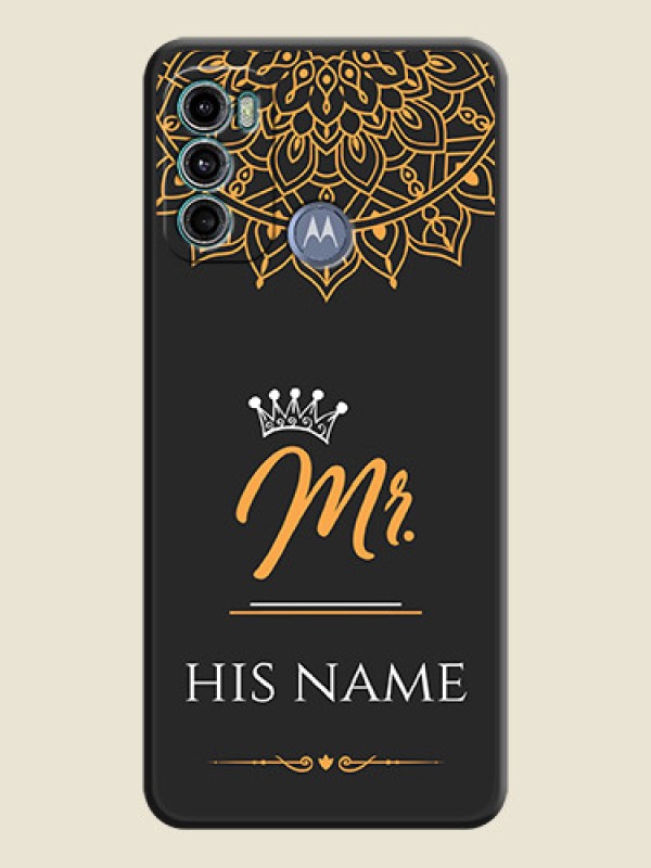 Custom Mr Name with Floral Design  on Personalised Space Black Soft Matte Cases - Motorola Moto G40 Fusion - alternate view