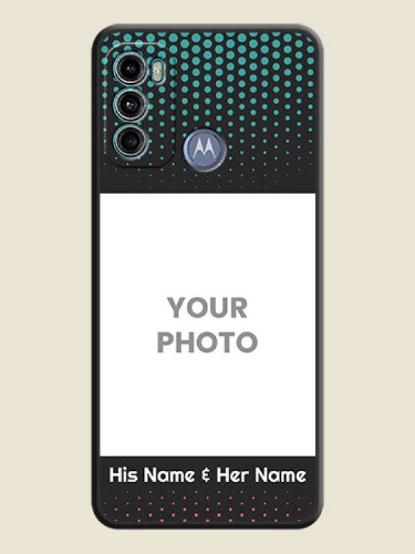 Custom Faded Dots with Grunge Photo Frame and Text on Space Black Custom Soft Matte Phone Cases - Motorola Moto G40 Fusion - alternate view
