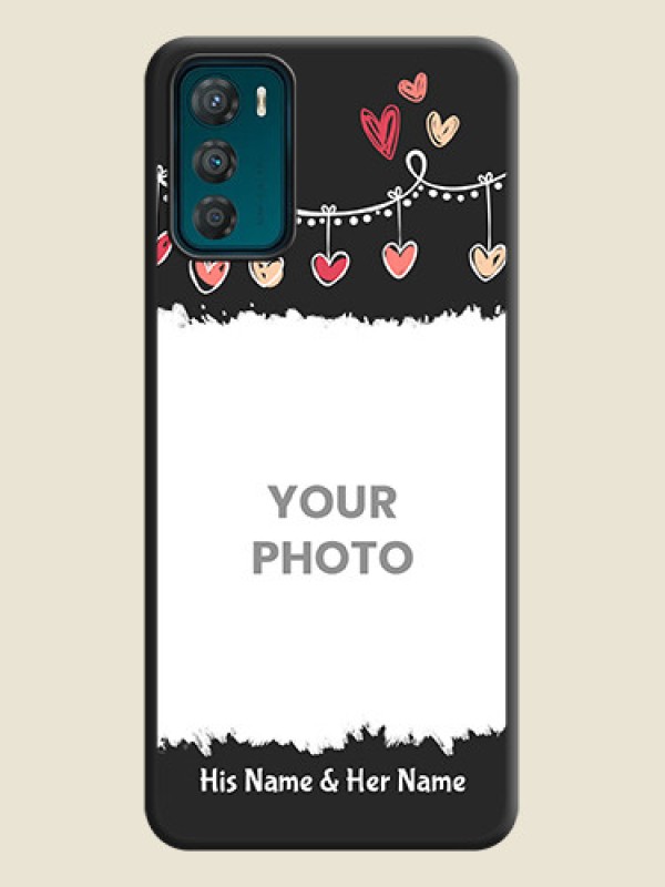 Custom Pink Love Hangings with Name on Space Black Custom Soft Matte Phone Cases - Motorola Moto G42 - alternate view