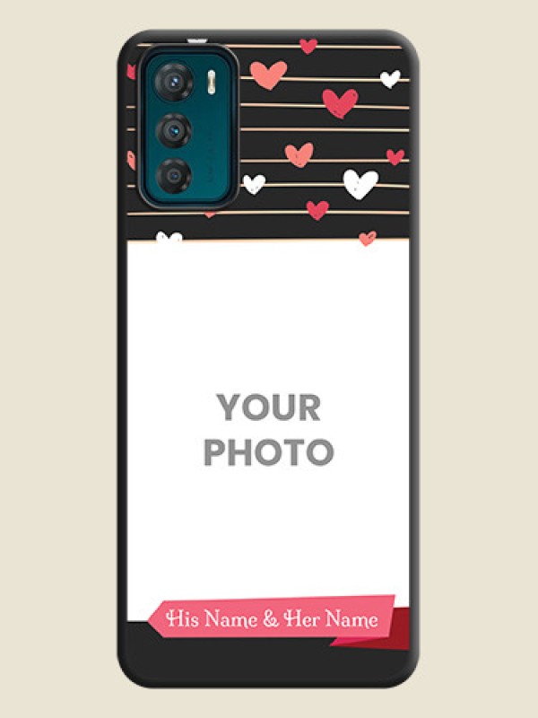 Custom Love Pattern with Name on Pink Ribbon  on Photo on Space Black Soft Matte Back Cover - Motorola Moto G42 - alternate view