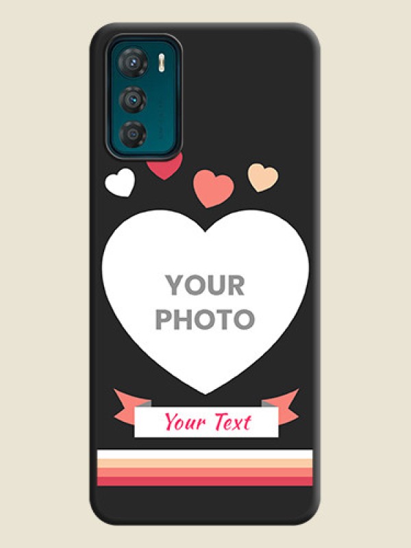 Custom Love Shaped Photo with Colorful Stripes on Personalised Space Black Soft Matte Cases - Motorola Moto G42 - alternate view