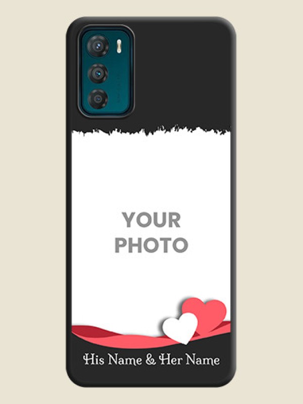 Custom Pin Color Love Shaped Ribbon Design with Text on Space Black Custom Soft Matte Phone Back Cover - Motorola Moto G42 - alternate view