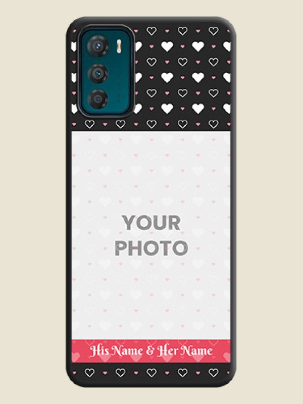Custom White Color Love Symbols with Text Design on Photo on Space Black Soft Matte Phone Cover - Motorola Moto G42 - alternate view