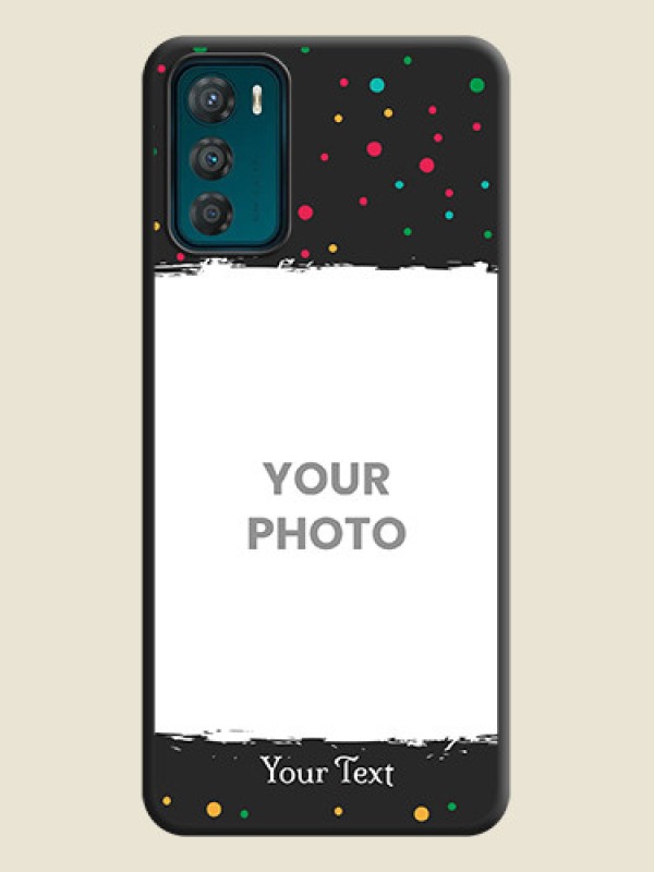Custom Multicolor Dotted Pattern with Text on Space Black Custom Soft Matte Phone Back Cover - Motorola Moto G42 - alternate view
