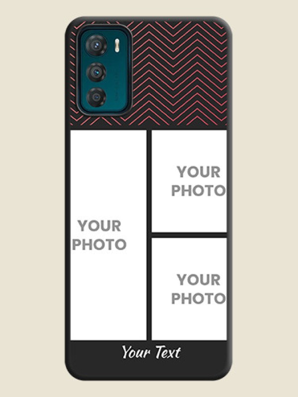 Custom Wave Pattern with 3 Image Holder on Space Black Custom Soft Matte Back Cover - Motorola Moto G42 - alternate view