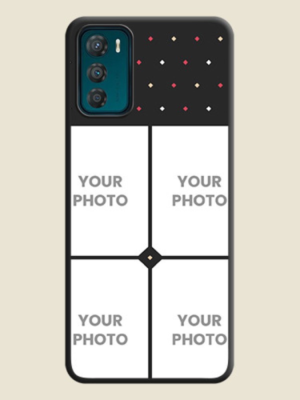 Custom Multicolor Dotted Pattern with 4 Image Holder on Space Black Custom Soft Matte Phone Cases - Motorola Moto G42 - alternate view