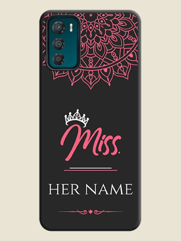 Custom Mrs Name with Floral Design on Space Black Personalized Soft Matte Phone Covers - Motorola Moto G42 - alternate view