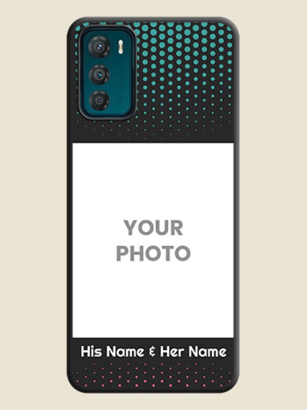 Custom Faded Dots with Grunge Photo Frame and Text on Space Black Custom Soft Matte Phone Cases - Motorola Moto G42 - alternate view