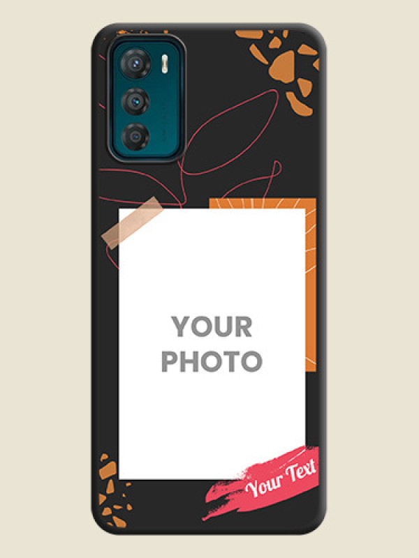 Custom Orange Photo Frame on Space Black Custom Soft Matte Phone Back Cover - Motorola Moto G42 - alternate view