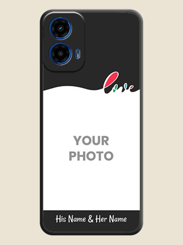 Custom Fall in Love Pattern with Picture on Photo On Space Black Custom Soft Matte Mobile Back Cover - Motorola Moto G45 5G - alternate view