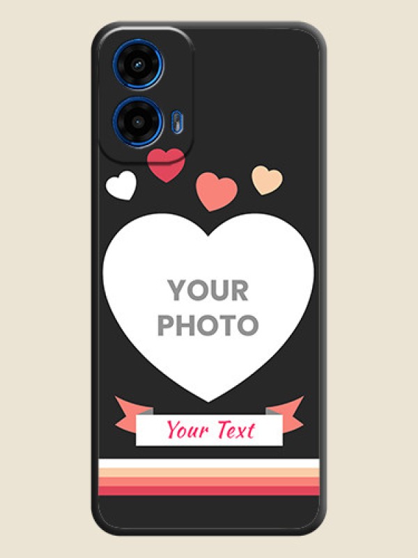 Custom Love Shaped Photo with Colorful Stripes On Space Black Custom Soft Matte Mobile Back Cover - Motorola Moto G45 5G - alternate view