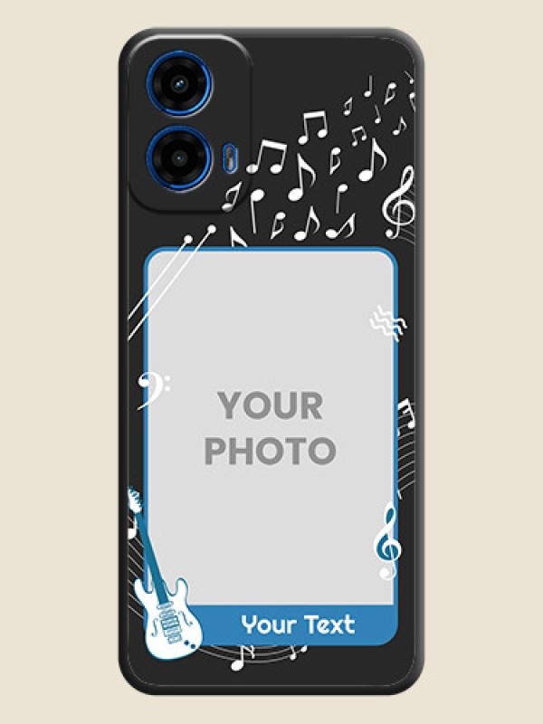 Custom Musical Theme Design with Text on Photo On Space Black Custom Soft Matte Mobile Back Cover - Motorola Moto G45 5G - alternate view