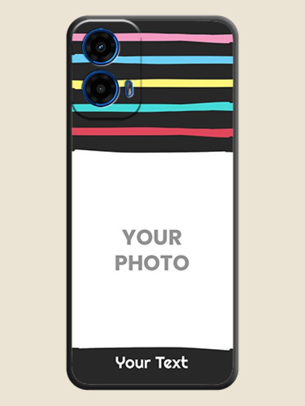 Custom Multicolor Lines with Image On Space Black Custom Soft Matte Mobile Back Cover - Motorola Moto G45 5G - alternate view