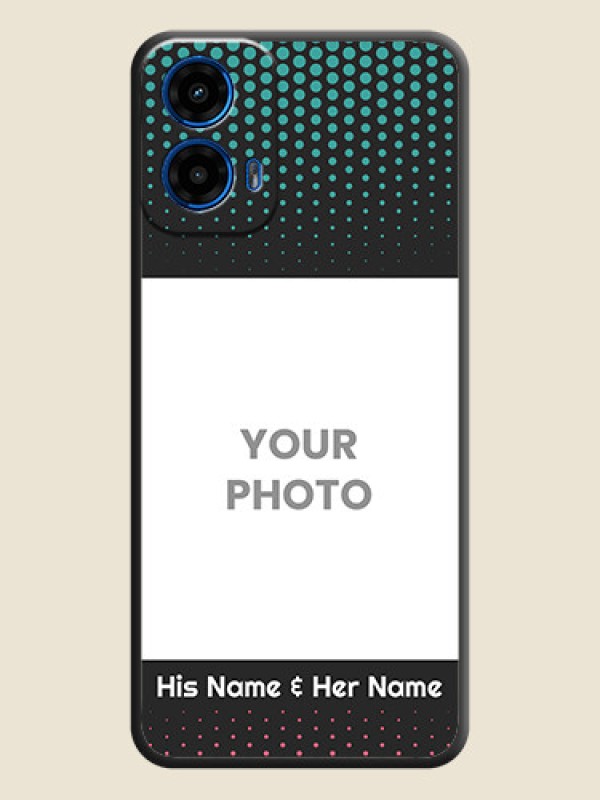 Custom Faded Dots with Grunge Photo Frame and Text On Space Black Custom Soft Matte Mobile Back Cover - Motorola Moto G45 5G - alternate view