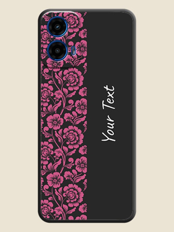 Custom Pink Floral Pattern Design With Custom Text On Space Black Custom Soft Matte Mobile Back Cover - Motorola Moto G45 5G - alternate view