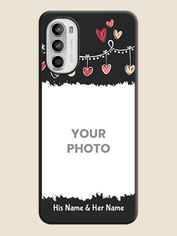 Custom Pink Love Hangings with Name on Space Black Custom Soft Matte Phone Cases - Moto G52 - alternate view