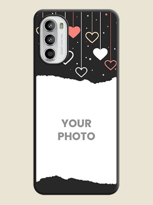 Custom Love Hangings with Splash Wave Picture on Space Black Custom Soft Matte Phone Back Cover - Moto G52 - alternate view