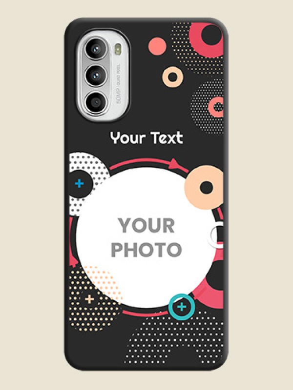 Custom Multicoloured Round Image on Personalised Space Black Soft Matte Cases - Moto G52 - alternate view