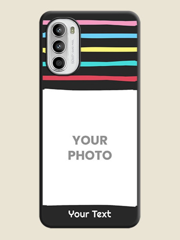 Custom Multicolor Lines with Image on Space Black Personalized Soft Matte Phone Covers - Moto G52 - alternate view