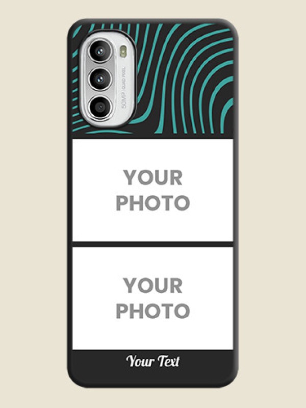 Custom Wave Pattern with 2 Image Holder on Space Black Personalized Soft Matte Phone Covers - Moto G52 - alternate view