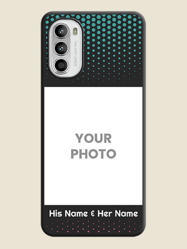 Custom Faded Dots with Grunge Photo Frame and Text on Space Black Custom Soft Matte Phone Cases - Moto G52 - alternate view