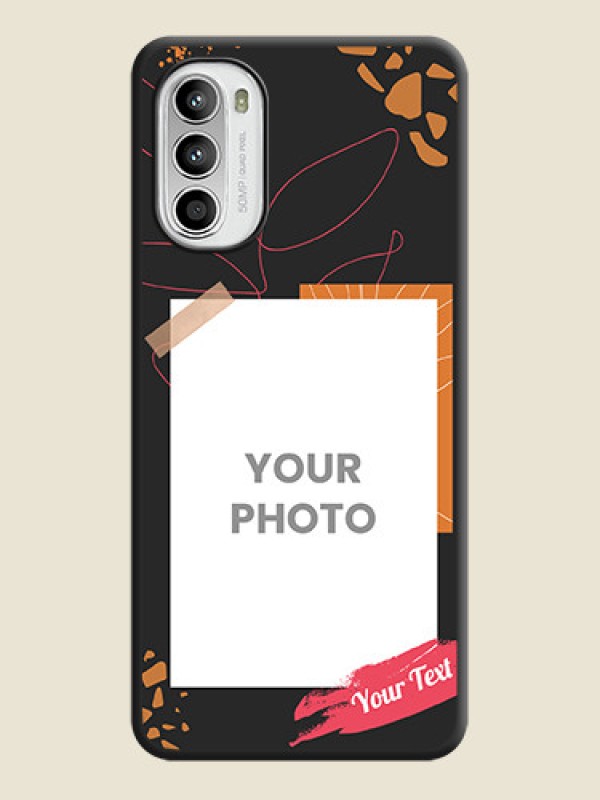 Custom Orange Photo Frame on Space Black Custom Soft Matte Phone Back Cover - Moto G52 - alternate view