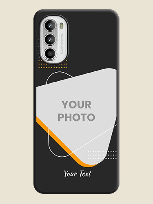 Custom Yellow Triangle on Photo on Space Black Soft Matte Phone Cover - Moto G52 - alternate view