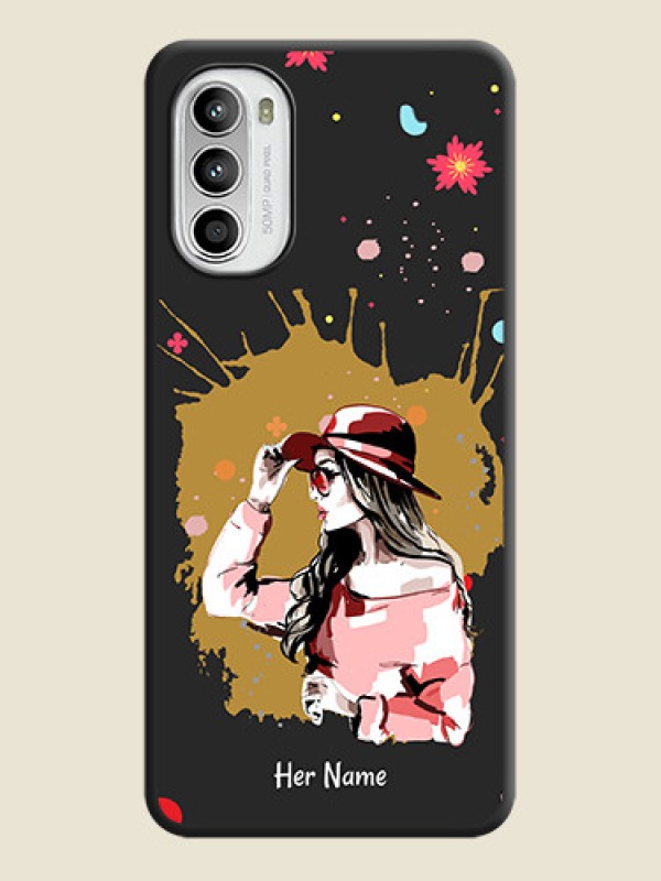 Custom Mordern Lady With Color Splash Background With Custom Text On Space Black Personalized Soft Matte Phone Covers -Motorola Moto G52 - alternate view