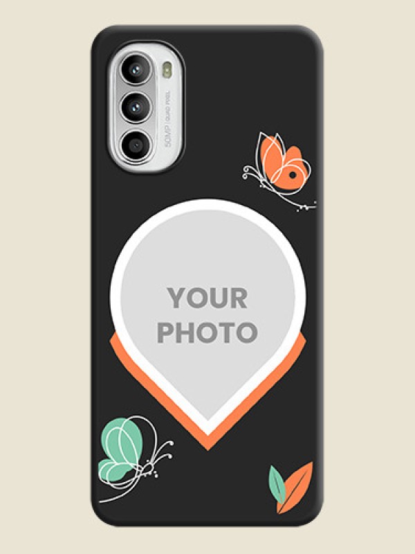 Custom Upload Pic With Simple Butterly Design On Space Black Personalized Soft Matte Phone Covers -Motorola Moto G52 - alternate view