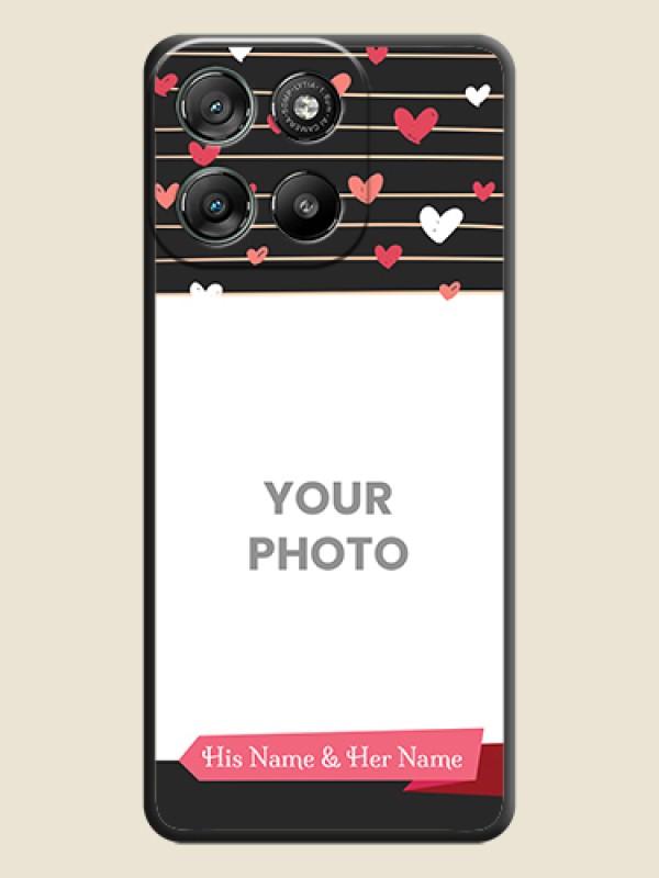 Custom Love Pattern with Name on Pink Ribbon on Photo On Space Black Custom Soft Matte Mobile Back Cover - Motorola Moto G57 Power - alternate view