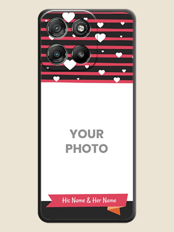 Custom White Color Love Symbols with Pink Lines Pattern On Space Black Custom Soft Matte Mobile Back Cover - Motorola Moto G57 Power - alternate view