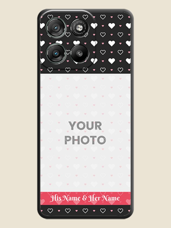 Custom White Color Love Symbols with Text Design on Photo On Space Black Custom Soft Matte Mobile Back Cover - Motorola Moto G57 Power - alternate view