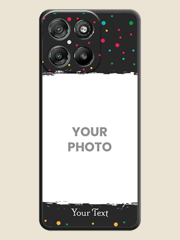 Custom Multicolor Dotted Pattern with Text On Space Black Custom Soft Matte Mobile Back Cover - Motorola Moto G57 Power - alternate view