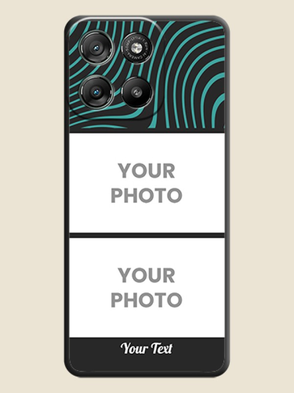 Custom Wave Pattern with 2 Image Holder On Space Black Custom Soft Matte Mobile Back Cover - Motorola Moto G57 Power - alternate view