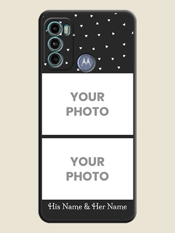 Custom Miniature Love Symbols with Name on Space Black Custom Soft Matte Back Cover - Motorola Moto G60 - alternate view