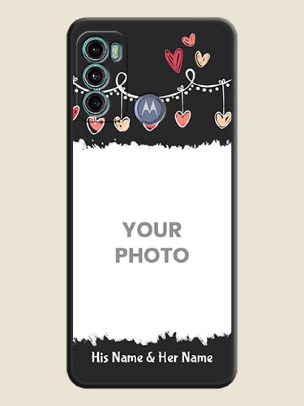 Custom Pink Love Hangings with Name on Space Black Custom Soft Matte Phone Cases - Motorola Moto G60 - alternate view