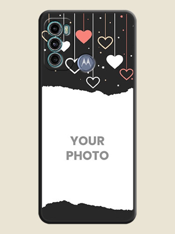 Custom Love Hangings with Splash Wave Picture on Space Black Custom Soft Matte Phone Back Cover - Motorola Moto G60 - alternate view